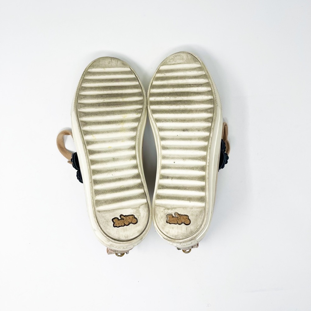 RARE Coach C121 Low Top Sneaker Nubuck Leather Lace Up Designer Shoes Cream 6.5 - Picture 10 of 12